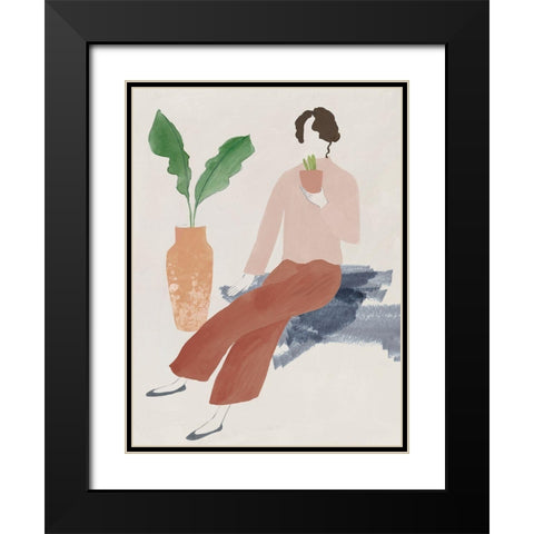 Plant Lady I  Black Modern Wood Framed Art Print with Double Matting by Lily K
