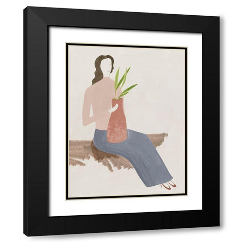 Plant Lady II Black Modern Wood Framed Art Print with Double Matting by Lily K