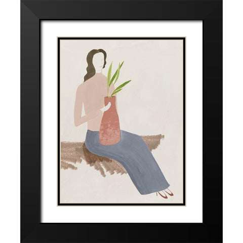 Plant Lady II Black Modern Wood Framed Art Print with Double Matting by Lily K