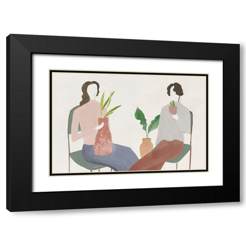 Two Girls  Black Modern Wood Framed Art Print with Double Matting by Lily K