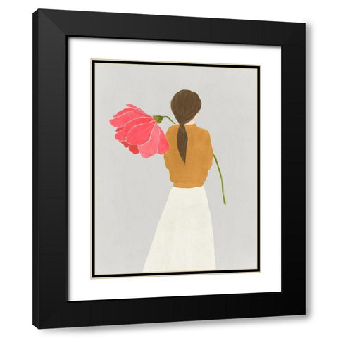 Flower Woman I  Black Modern Wood Framed Art Print with Double Matting by Lily K