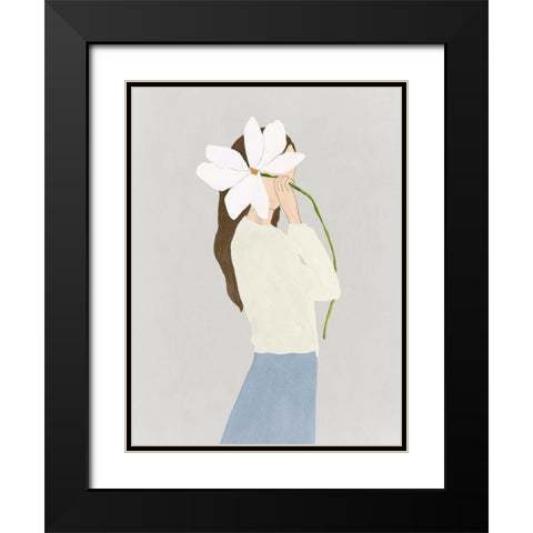 Flower Woman II Black Modern Wood Framed Art Print with Double Matting by Lily K