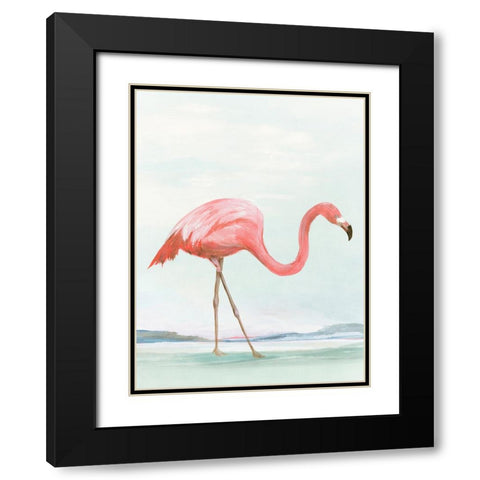 Summer Flamingo I Black Modern Wood Framed Art Print with Double Matting by Lily K