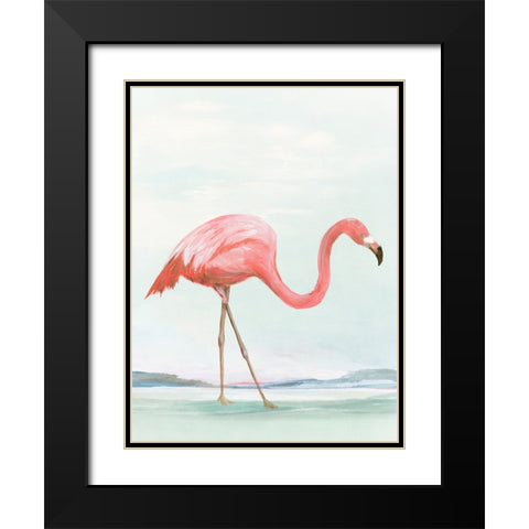 Summer Flamingo I Black Modern Wood Framed Art Print with Double Matting by Lily K