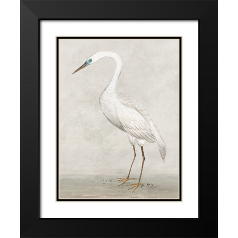 Vintage Heron II Black Modern Wood Framed Art Print with Double Matting by Lily K
