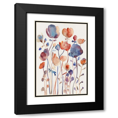 Wild Flowers II Black Modern Wood Framed Art Print with Double Matting by Woods, Maya