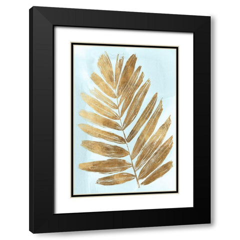 Golden Fern II Black Modern Wood Framed Art Print with Double Matting by Woods, Maya