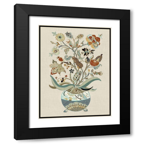 Fleur II Black Modern Wood Framed Art Print with Double Matting by Woods, Maya