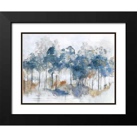 Autumn Indigo Black Modern Wood Framed Art Print with Double Matting by Woods, Maya