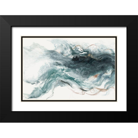Teal Haze Black Modern Wood Framed Art Print with Double Matting by Woods, Maya