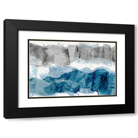 Blue and Grey Stroke  Black Modern Wood Framed Art Print with Double Matting by Woods, Maya