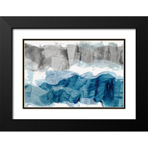 Blue and Grey Stroke  Black Modern Wood Framed Art Print with Double Matting by Woods, Maya