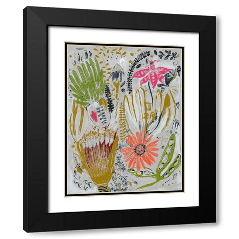 Tropical Blooms I  Black Modern Wood Framed Art Print with Double Matting by Woods, Maya