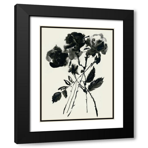 Black Flora Black Modern Wood Framed Art Print with Double Matting by Woods, Maya