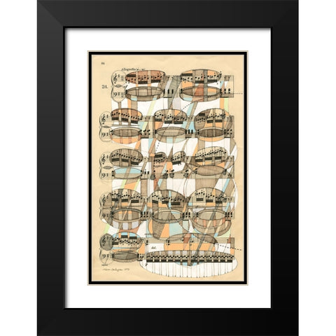 Geometry of Music Black Modern Wood Framed Art Print with Double Matting by Galapon, Nikki