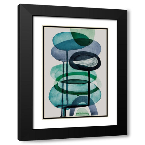 Blue Escape II Black Modern Wood Framed Art Print with Double Matting by Galapon, Nikki