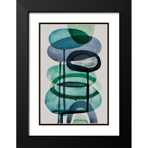 Blue Escape II Black Modern Wood Framed Art Print with Double Matting by Galapon, Nikki