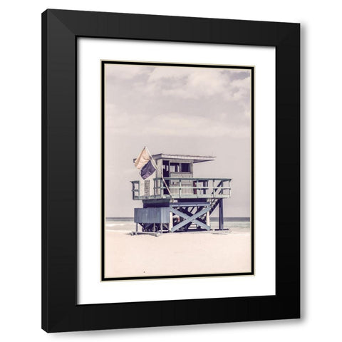 Miami Beach Lifeguard Tower Black Modern Wood Framed Art Print with Double Matting by Haase, Andrea
