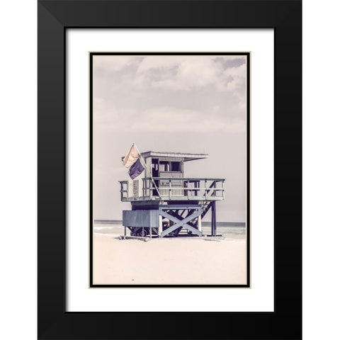 Miami Beach Lifeguard Tower Black Modern Wood Framed Art Print with Double Matting by Haase, Andrea
