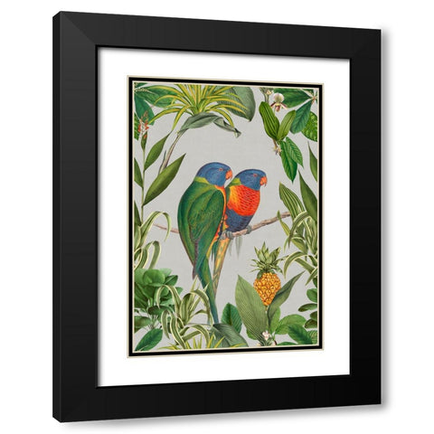 Parakeets Tropical Garden  I Black Modern Wood Framed Art Print with Double Matting by Haase, Andrea
