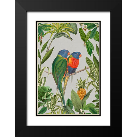 Parakeets Tropical Garden  I Black Modern Wood Framed Art Print with Double Matting by Haase, Andrea