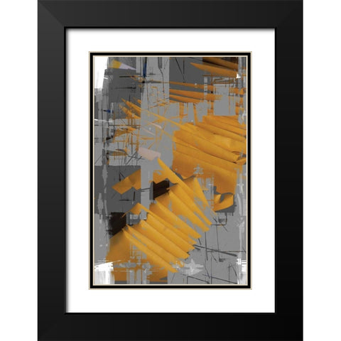 Yellow Slices Black Modern Wood Framed Art Print with Double Matting by Stelfox, Norm