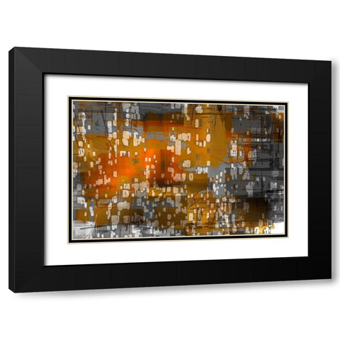 Windowed Abstract Black Modern Wood Framed Art Print with Double Matting by Stelfox, Norm