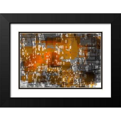 Windowed Abstract Black Modern Wood Framed Art Print with Double Matting by Stelfox, Norm