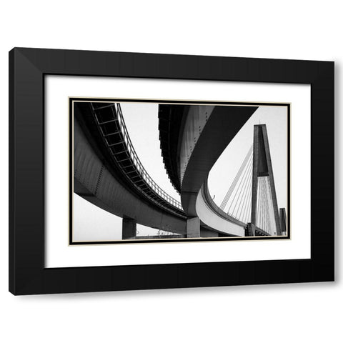 Bridge Curve Black Modern Wood Framed Art Print with Double Matting by Stelfox, Norm