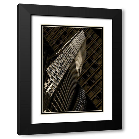 Slats Black Modern Wood Framed Art Print with Double Matting by Selfox, Norm