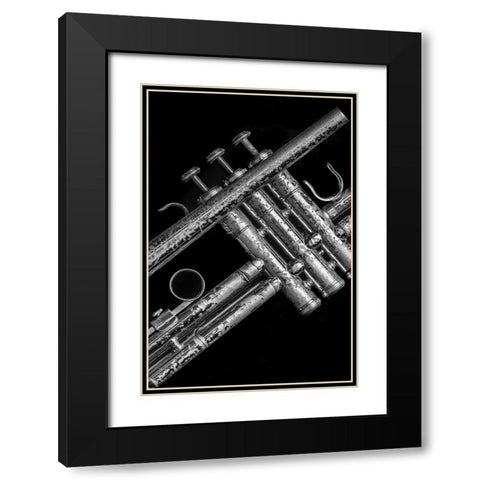 Silver Trumpet  Black Modern Wood Framed Art Print with Double Matting by Stelfox, Norm
