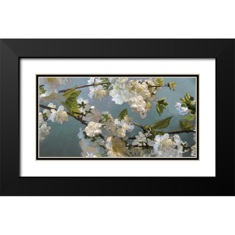 Blue Blossoms Black Modern Wood Framed Art Print with Double Matting by Novak, Rick