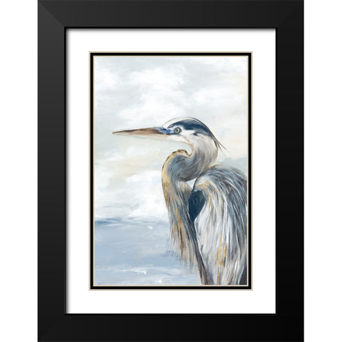 Morning Heron Black Modern Wood Framed Art Print with Double Matting by Jones, Eli