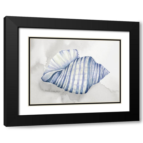 Soft Blue Shell I Black Modern Wood Framed Art Print with Double Matting by Jones, Eli