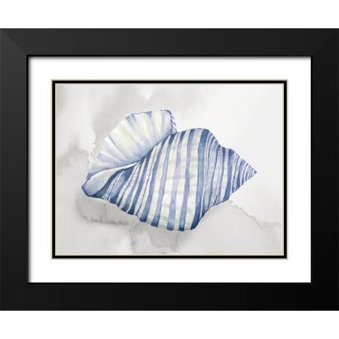 Soft Blue Shell I Black Modern Wood Framed Art Print with Double Matting by Jones, Eli