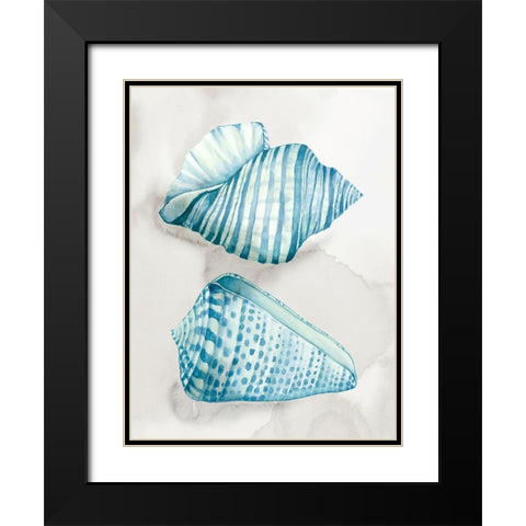 Two Soft Blue Shells Black Modern Wood Framed Art Print with Double Matting by Jones, Eli