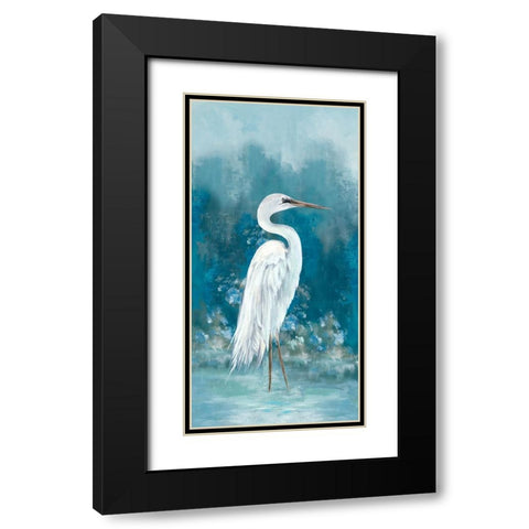 Regal White Egret I Black Modern Wood Framed Art Print with Double Matting by Jones, Eli
