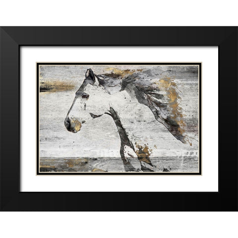 Running Bay Horse  Black Modern Wood Framed Art Print with Double Matting by Orlov, Irena