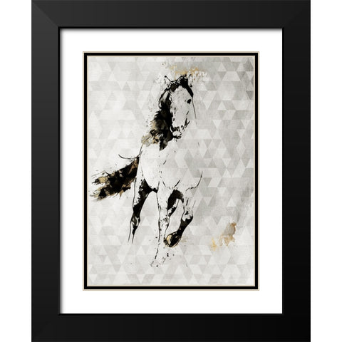 Wild Running Horse Black Modern Wood Framed Art Print with Double Matting by Orlov, Irena