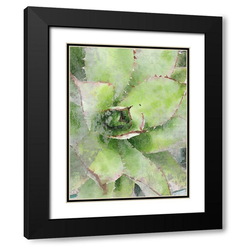 Rustic Green Succulent  Black Modern Wood Framed Art Print with Double Matting by Orlov, Irena