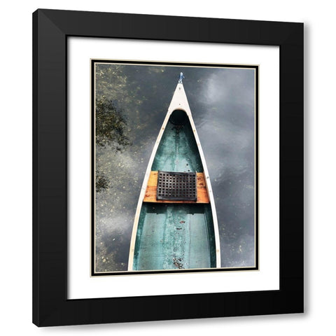 Blue Old Wooden Boat II Black Modern Wood Framed Art Print with Double Matting by Orlov, Irena