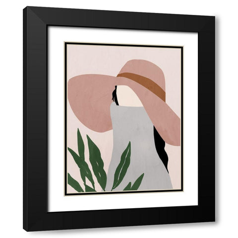 Tiana Black Modern Wood Framed Art Print with Double Matting by Sozi