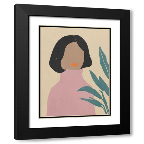 Prudence Black Modern Wood Framed Art Print with Double Matting by Sozi