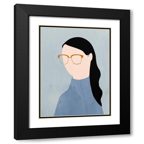 Eva Black Modern Wood Framed Art Print with Double Matting by Sozi