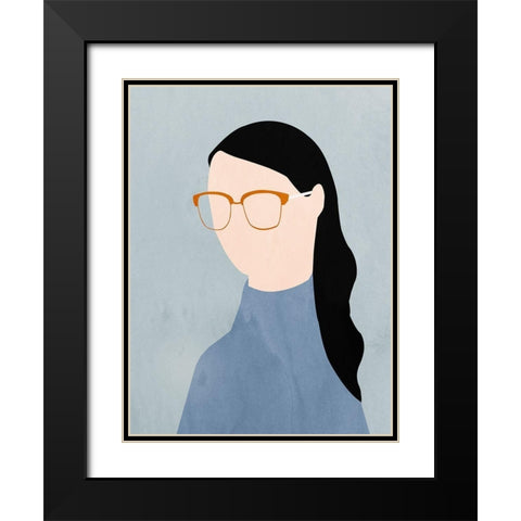 Eva Black Modern Wood Framed Art Print with Double Matting by Sozi