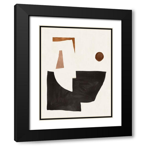 Blockway II Black Modern Wood Framed Art Print with Double Matting by Sozi