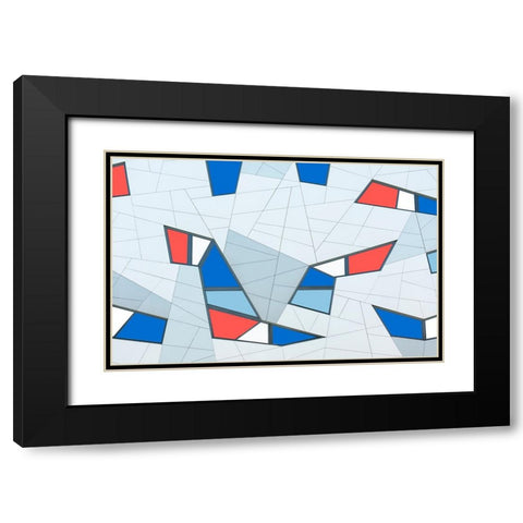 Van Son - Game of Lines and Shapes Black Modern Wood Framed Art Print with Double Matting by Son, Van
