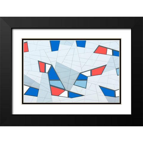 Van Son - Game of Lines and Shapes Black Modern Wood Framed Art Print with Double Matting by Son, Van