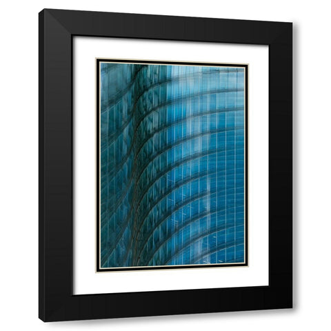 Van Son - Fading Waves Black Modern Wood Framed Art Print with Double Matting by Son, Van