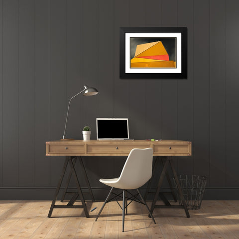 Claes - The Yellow Roof Black Modern Wood Framed Art Print with Double Matting by Claes
